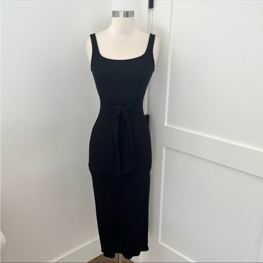 Black Tie Front Midi-Dress